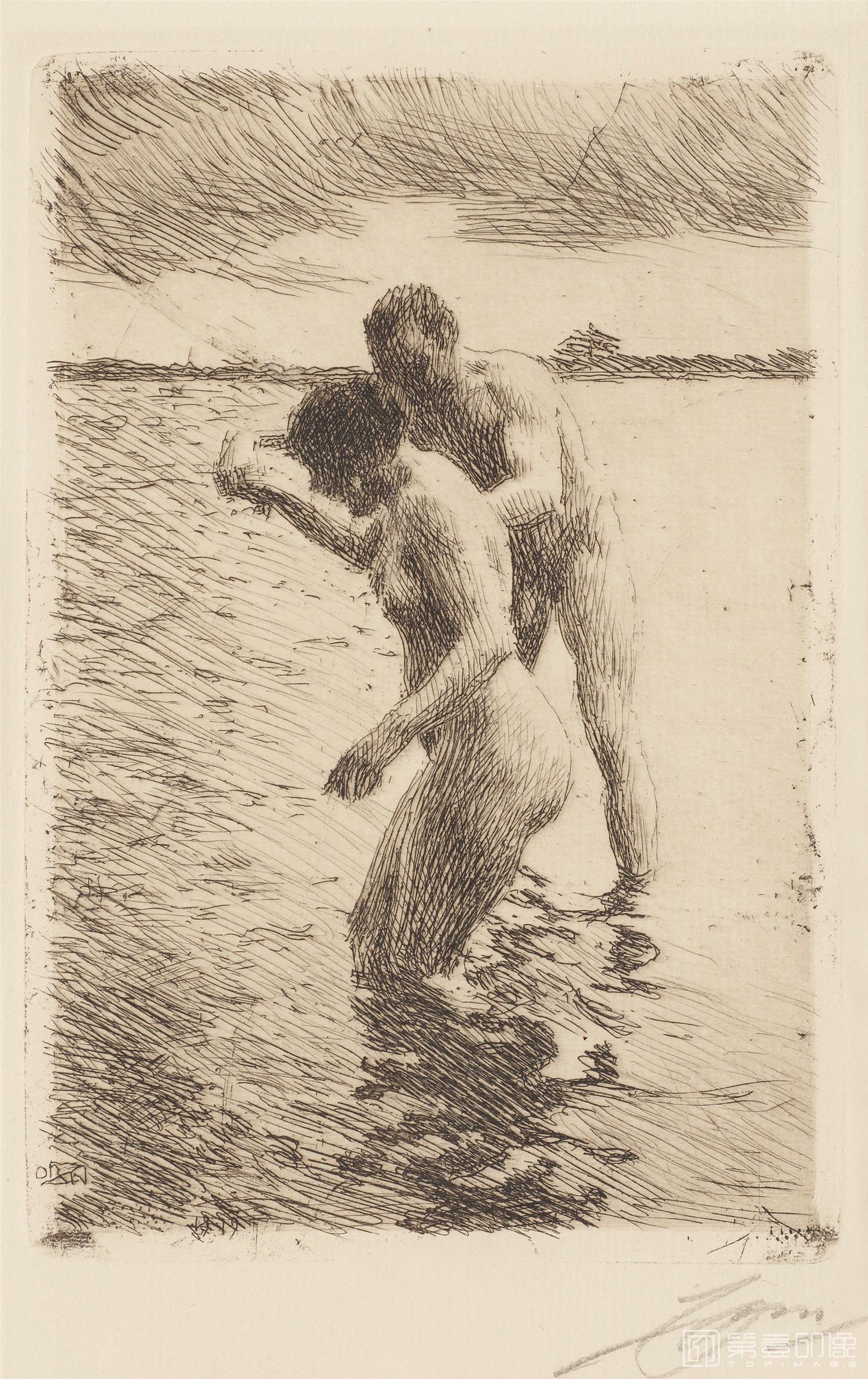 素描-安德斯·佐恩 Anders Zorn作品-197